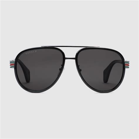 gg00108 sunglasses gucci polarized|Black Acetate Aviator Sunglasses With Grey .